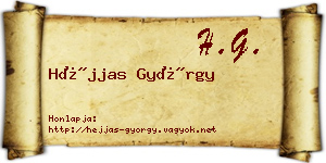 Héjjas György névjegykártya