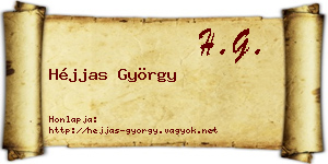 Héjjas György névjegykártya